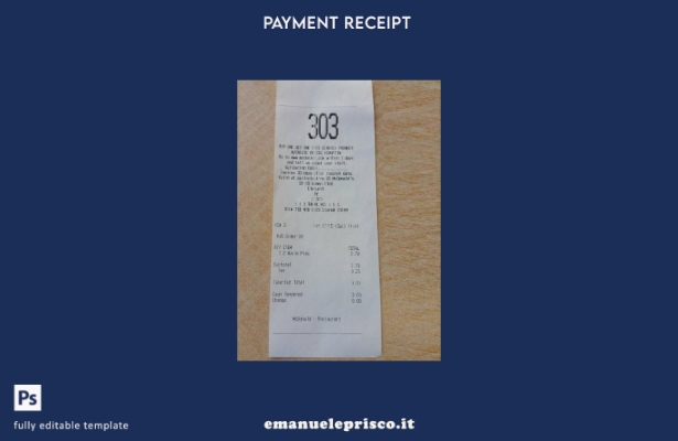 modello di ricevuta per ristorante fast food McDonald's in stile verificato